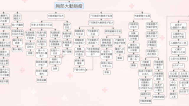 胸部大動脈瘤の関連図の全体像。らくらく関連図アプリの画面